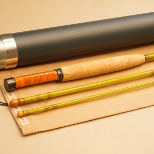 Barder Rod Co. 8' #4-weight 3-piece fibreglass fly rod.